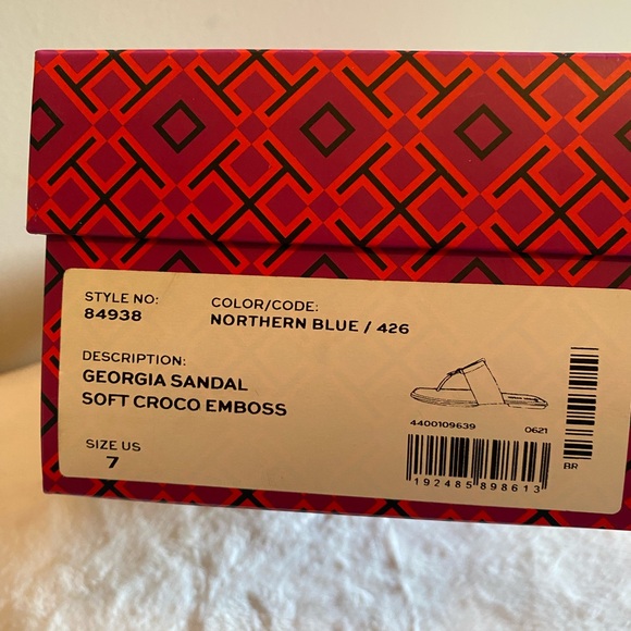 Tory Burch Georgia Sandal Soft Croco Emboss - Picture 7 of 7